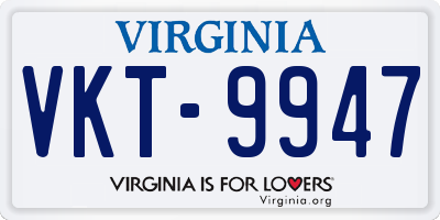 VA license plate VKT9947