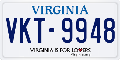 VA license plate VKT9948