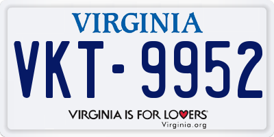 VA license plate VKT9952