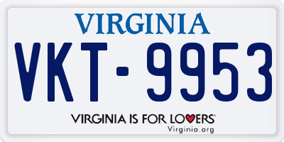 VA license plate VKT9953