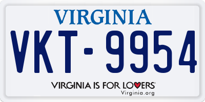 VA license plate VKT9954