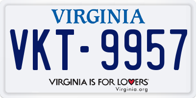 VA license plate VKT9957