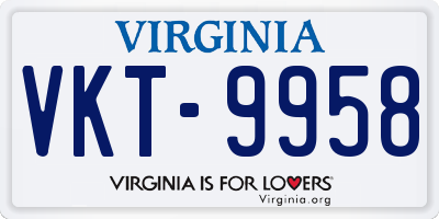 VA license plate VKT9958
