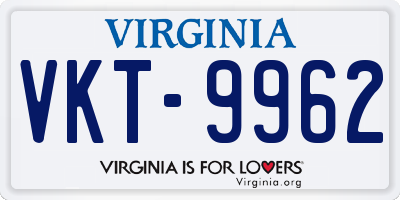 VA license plate VKT9962