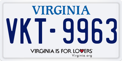 VA license plate VKT9963