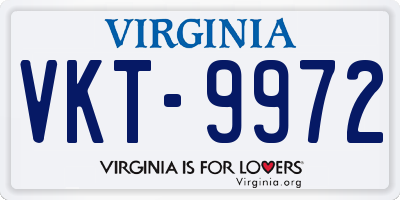 VA license plate VKT9972