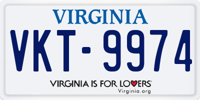 VA license plate VKT9974