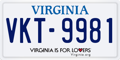 VA license plate VKT9981