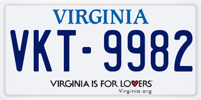VA license plate VKT9982