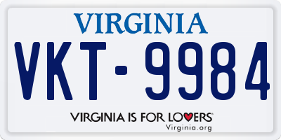 VA license plate VKT9984