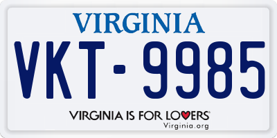 VA license plate VKT9985