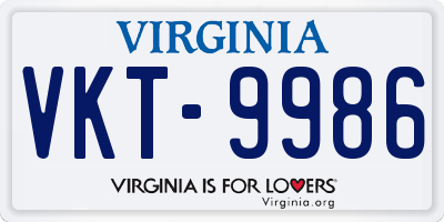 VA license plate VKT9986