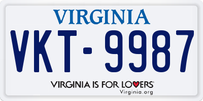 VA license plate VKT9987