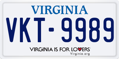 VA license plate VKT9989