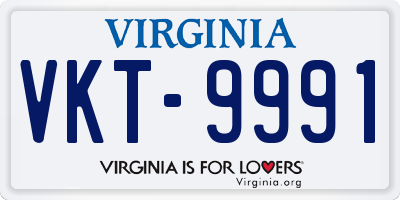 VA license plate VKT9991