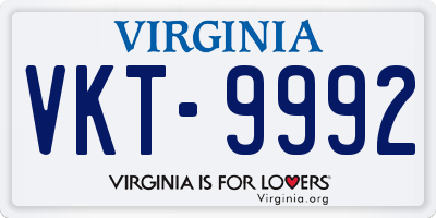 VA license plate VKT9992