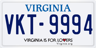 VA license plate VKT9994