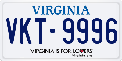 VA license plate VKT9996