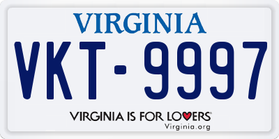 VA license plate VKT9997