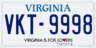 VA license plate VKT9998