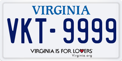 VA license plate VKT9999