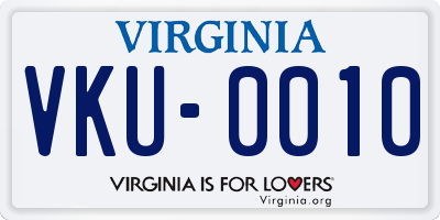 VA license plate VKU0010