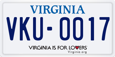 VA license plate VKU0017