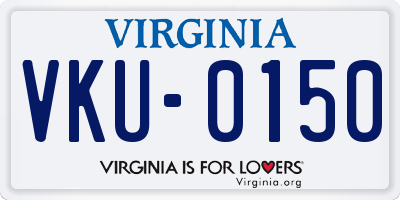 VA license plate VKU0150