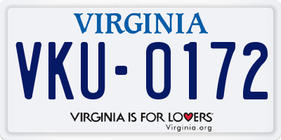 VA license plate VKU0172