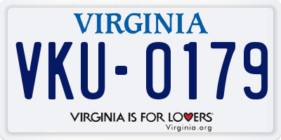 VA license plate VKU0179