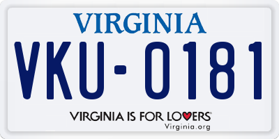 VA license plate VKU0181