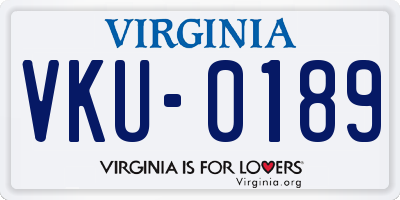 VA license plate VKU0189