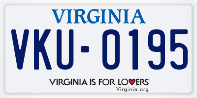VA license plate VKU0195