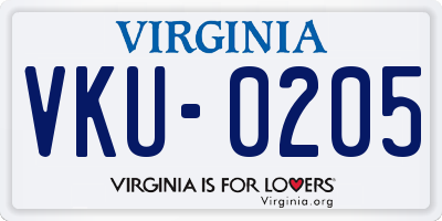 VA license plate VKU0205