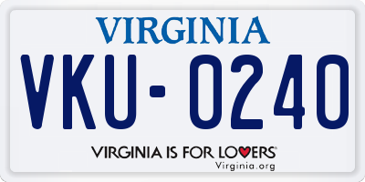 VA license plate VKU0240