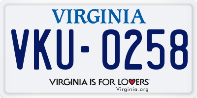 VA license plate VKU0258
