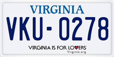 VA license plate VKU0278