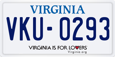 VA license plate VKU0293