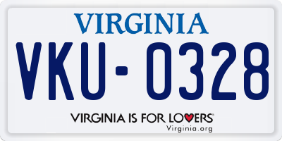 VA license plate VKU0328
