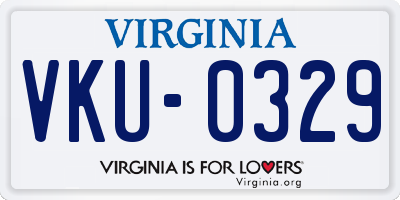 VA license plate VKU0329