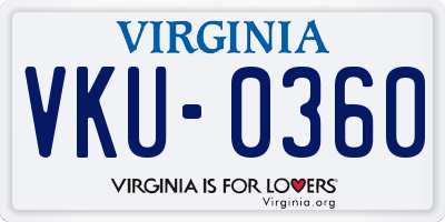 VA license plate VKU0360