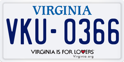 VA license plate VKU0366