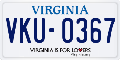 VA license plate VKU0367
