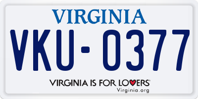 VA license plate VKU0377