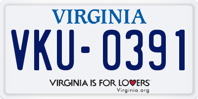VA license plate VKU0391