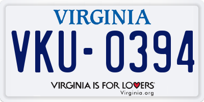 VA license plate VKU0394