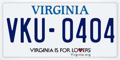 VA license plate VKU0404