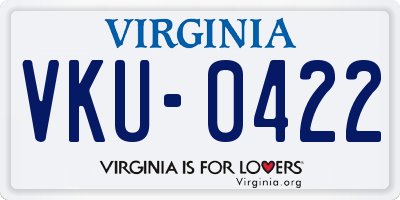 VA license plate VKU0422