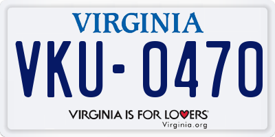 VA license plate VKU0470