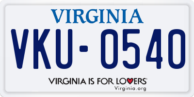 VA license plate VKU0540
